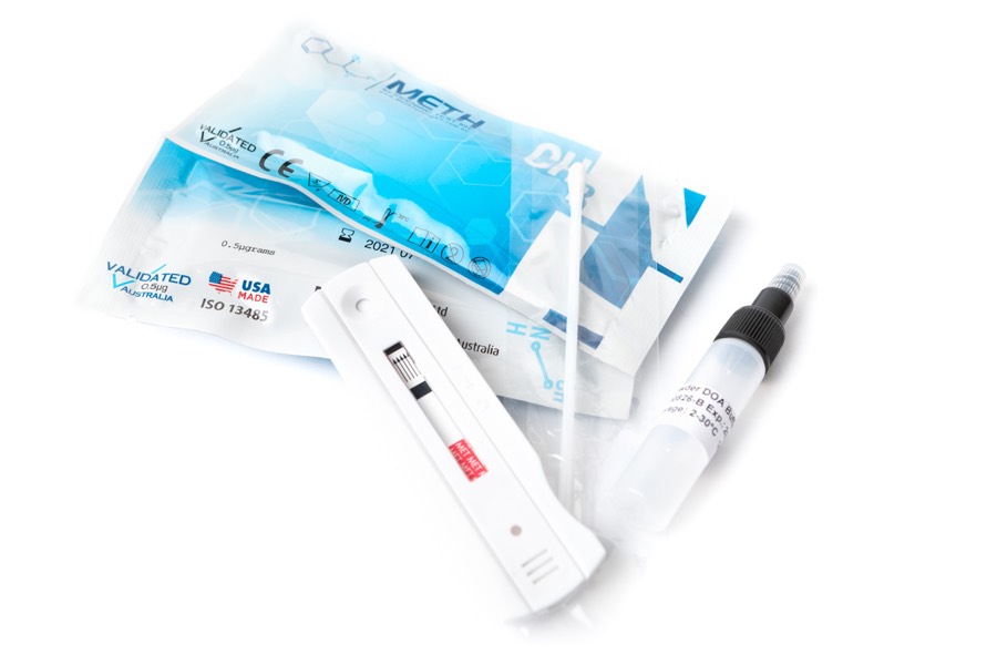 Meth rapid-test kit — swab, cassette and buffer