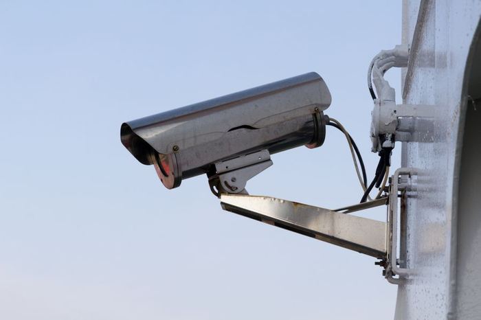 CCTV camera mounted on a wall